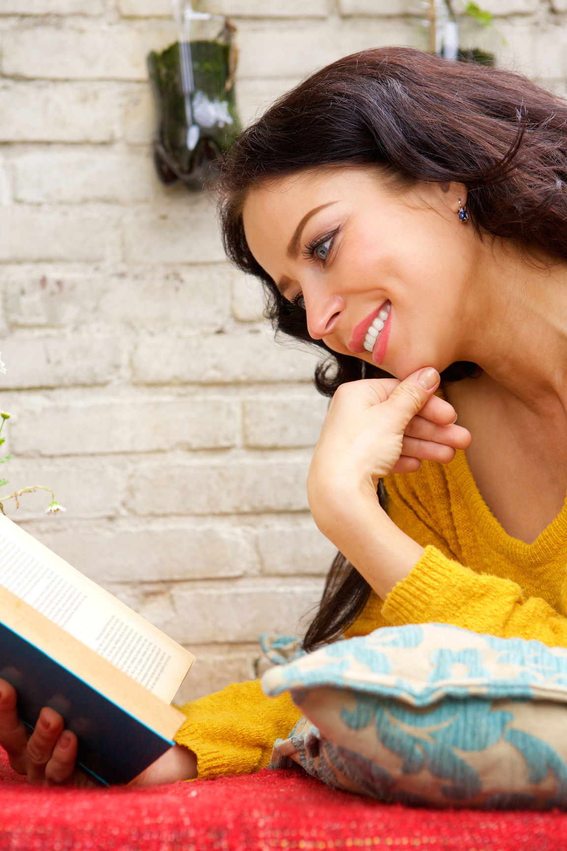 Happy Woman Reading Book  